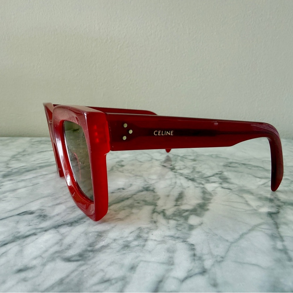 Celine Red Square Acetate Sunglasses with Brown Lenses - Picture 4 of 7